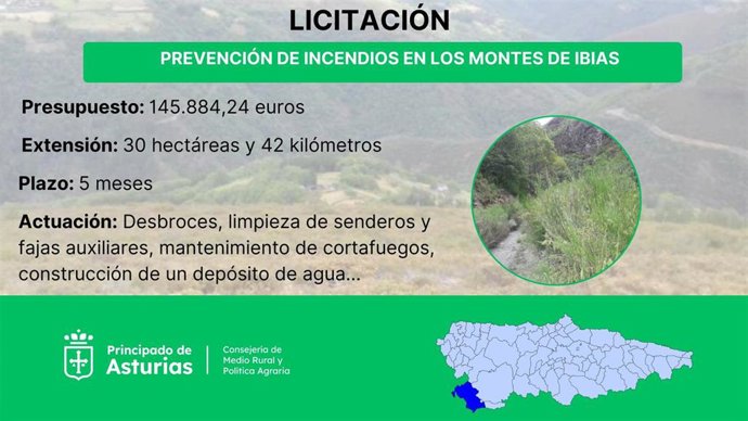Medio Rural invertirá 145.900 euros en labores de prevención de incendios en 26 montes vecinales en mano común en Ibias.