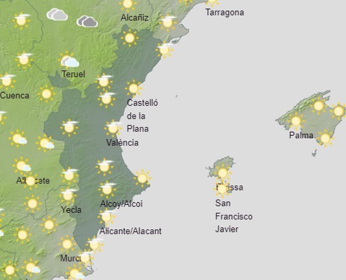 Predicció d'Aemet per a la Comunitat Valenciana del 5 de juny del 2024.