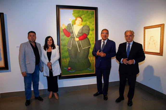 Desde la izda. Salvador Fuentes, Antonio Pulido, Marisa Oropesa y Fernando Lara, en la inauguración de la muestra dedicada a Fernado Botero.