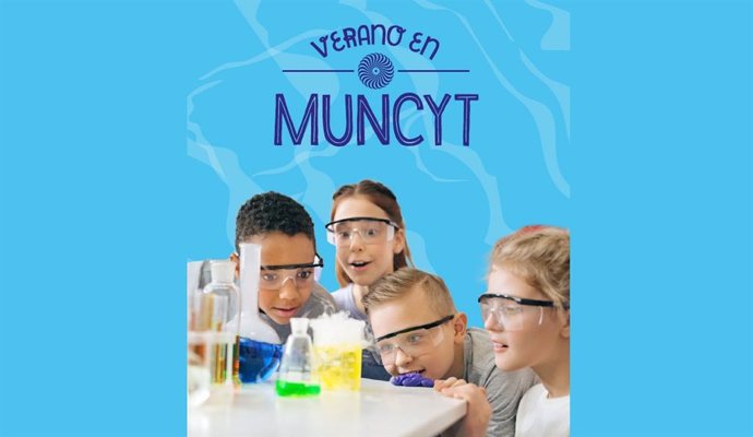 Cartel de los campamentos científicos 'Verano MUNCYT", organizados por la Fundación Española para la Ciencia y la Tecnología (FECYT) en colaboración con el Museo Nacional de Ciencia y Tecnología (MUNCYT).