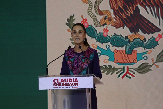 Candidate for Presidency of Mexico by Juntos Hagamos Historia coalition, Claudia Sheinbaum Pardo, offers a press conference to announce her win  after preliminary results were released by Electoral National Institute (INE) on Monday.  