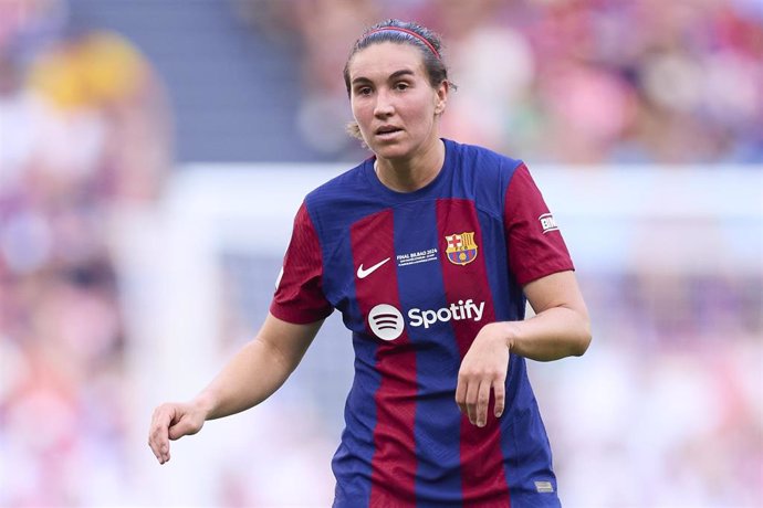 Mariona Caldentey of FC Barcelona looks on during the UEFA Women's Champions League 2023/24 Final match between FC Barcelona and Olympique Lyonnais at San Mames on May 25, 2024, in Bilbao, Spain.