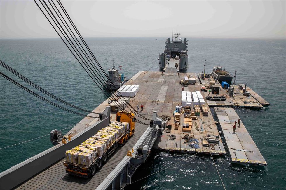 El muelle temporal construido por Estados Unidos para la entrega de ayuda a Gaza