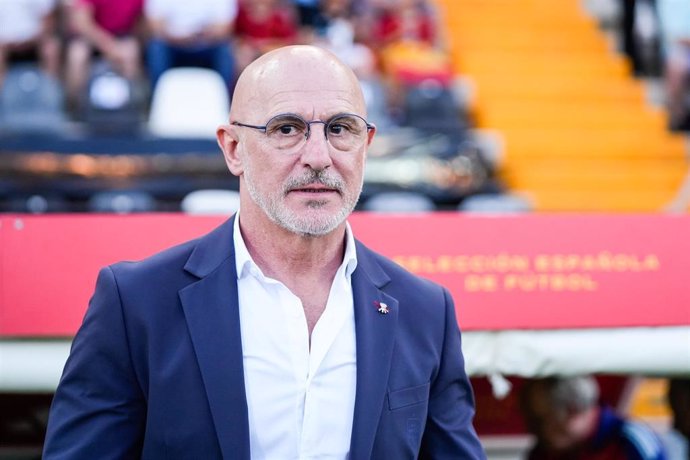 Luis de la Fuente, head coach of Spain, looks on during International Friendly football match played between Spain and Andorra at Nuevo Viveros stadium on June 5, 2024, in Badajoz, Spain.