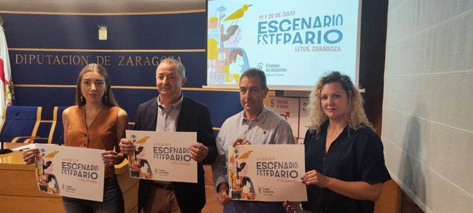Acto de presentación de la segunda edición del festival de música Escenario Estepario que este año acoge la locliadad zaragozana de Letux.