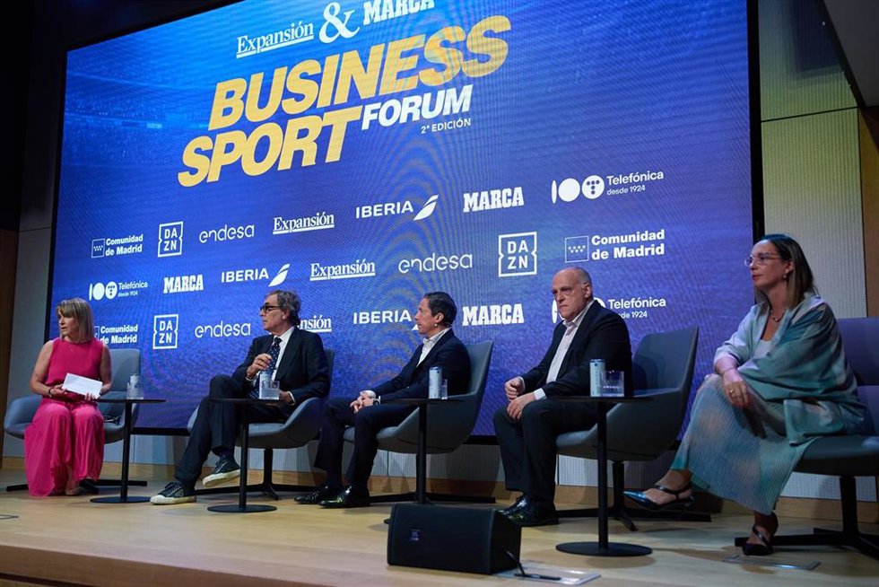 Javier Tebas durante la segunda edición de Business Sport Forum en Madrid