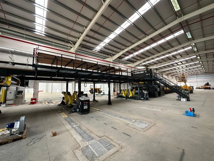 Instalaciones de la planta de cartonaje Ondupack Navalmoral en su fase de construcción.