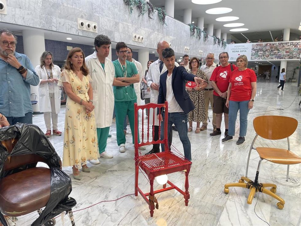 Pablo Rubio explica su obra.