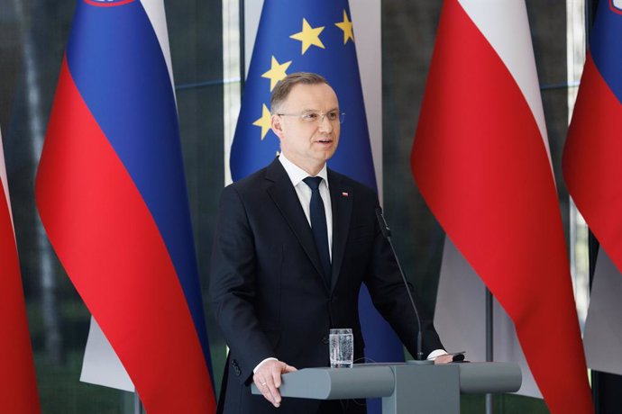 Archivo - 21 March 2024, Slovenia, Kranj: Polish president Andrzej Duda speaks at a press conference after he meets with Slovenian president Natasa Pirc Musar at the Brdo estate near Kranj. Photo: Luka Dakskobler/SOPA Images via ZUMA Press Wire/dpa