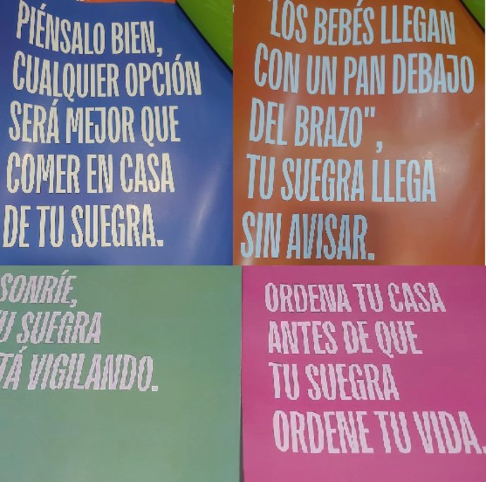 Carteles de la campaña de la Concejalía de Comercio de Castelló (Vox) por el Día de la Suegra