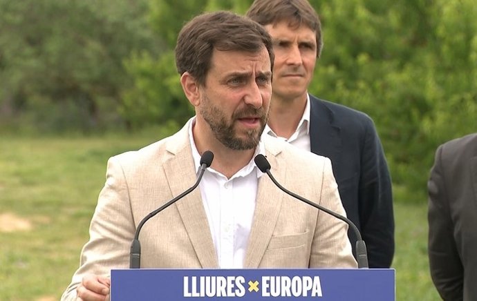 El candidato de Junts a las elecciones europeas, Toni Comín, en un acto de Junts