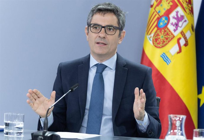El ministro de la Presidencia, Justicia y Relaciones con las Cortes, Félix Bolaños, durante una rueda de prensa posterior al Consejo de Ministros, en el Palacio de La Moncloa, a 4 de junio de 2024, en Madrid (España). 
