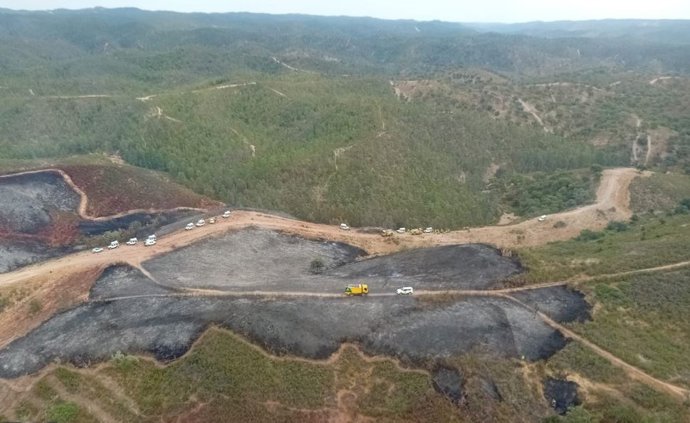 Imagen de la superficie que se ha quemado en Los Pajares.