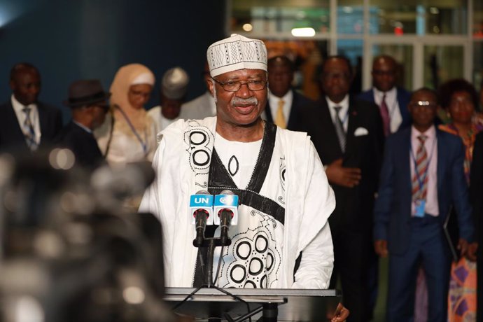 UNITED NATIONS, June 6, 2024  -- Former Cameroonian Prime Minister Philemon Yang speaks to the press after being elected the president of the 79th session of the UN General Assembly at the UN headquarters in New York, on June 6, 2024. The UN General Assem