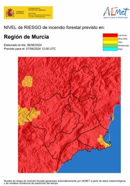 Archivo - Riesgo incendio Región de Murcia