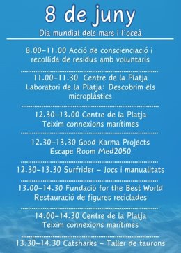 Programa de actividades del Día Mundial de los Océanos, en las playas de Barcelona.