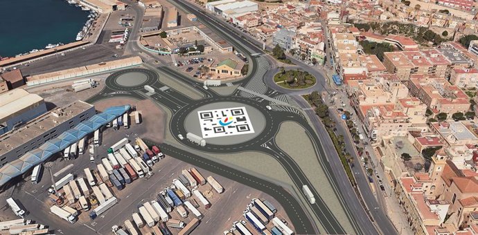 Ilustración de la nueva entrada y reordenación viaria del Puerto de Almería por el barrio de Pescadería.