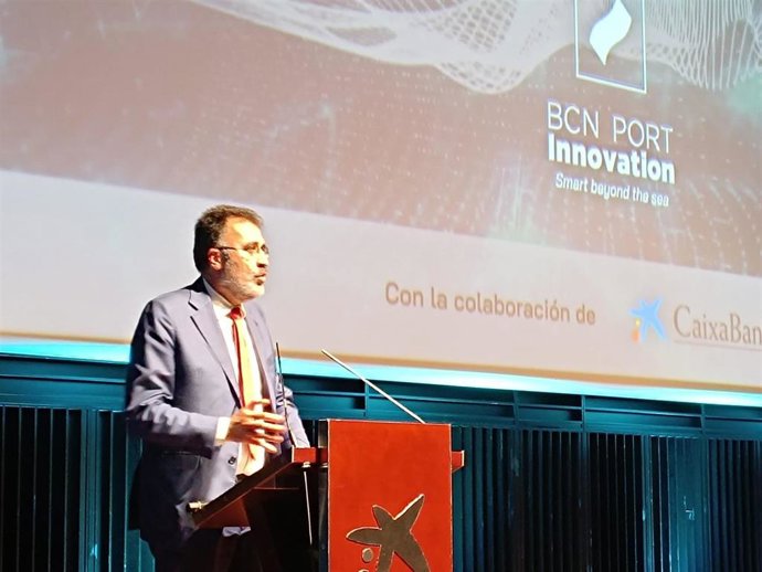 El presidente del Puerto de Barcelona, Lluís Salvadó, en la celebración del primer aniversario de la Fundació BCN Port Innovation este viernes