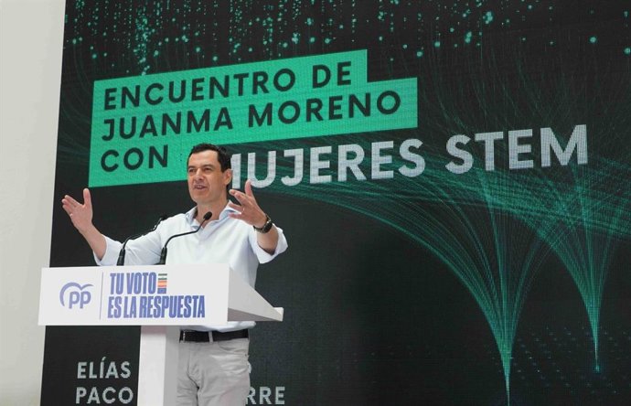 El presidente del PP andaluz y de la Junta, Juanma Moreno, este viernes en Málaga
