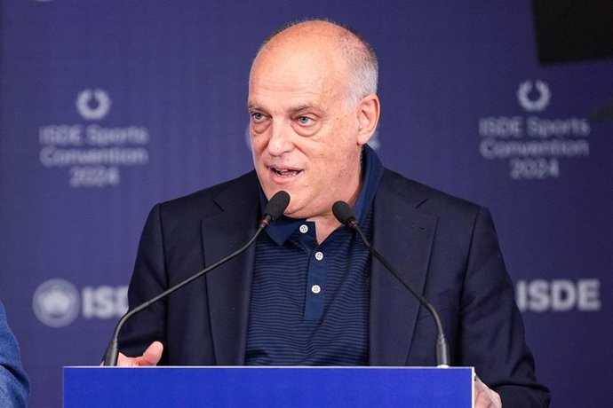 Javier Tebas en la gala de los premios ISC en el ISDE de Madrid