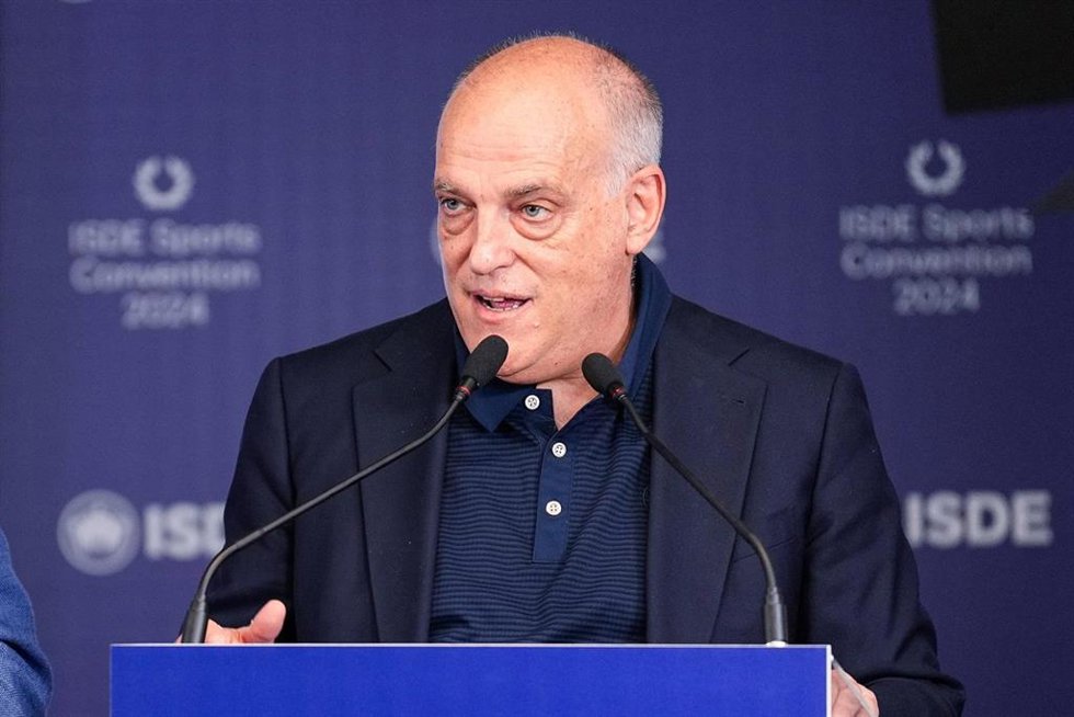 Javier Tebas en la gala de los premios ISC en el ISDE de Madrid