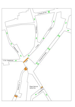 Plano de las calles afectadas por los cortes
