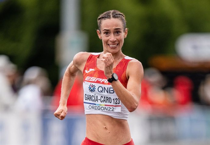 Archivo - Laura García-Caro, del Equipo Español, en la final de 35 kilómetros marcha durante el Campeonato del Mundo de atletismo al aire libre, a 22 de julio de 2022 en Eugene, Oregón, Estados Unidos.