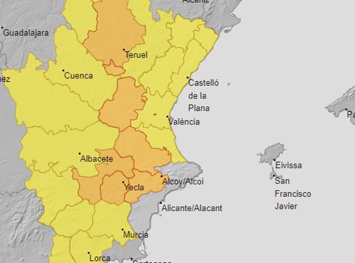 Avisos por tormentas y chubascos activos este sábado en la Comunitat Valenciana