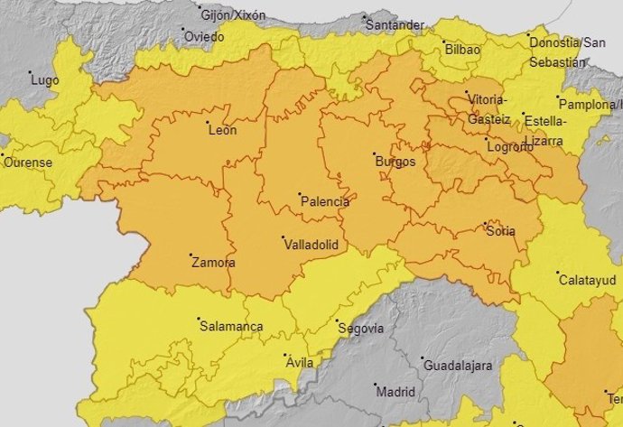Avisos naranjas en provincias de CyL este sábado