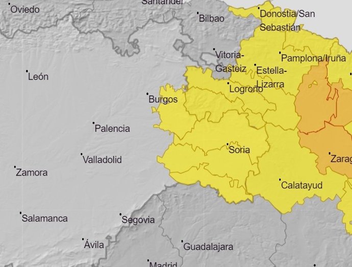 Avisos activos este domingo en la Aemet