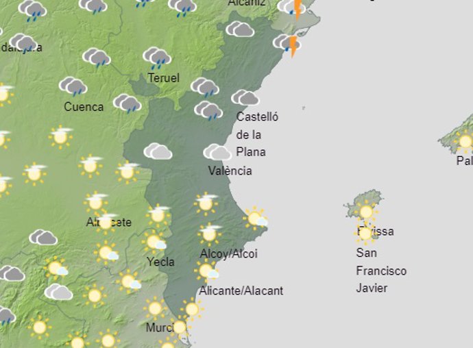 Prediccion del tiempo para este domingo 9 de junio de 2024 en la Comunitat Valenciana