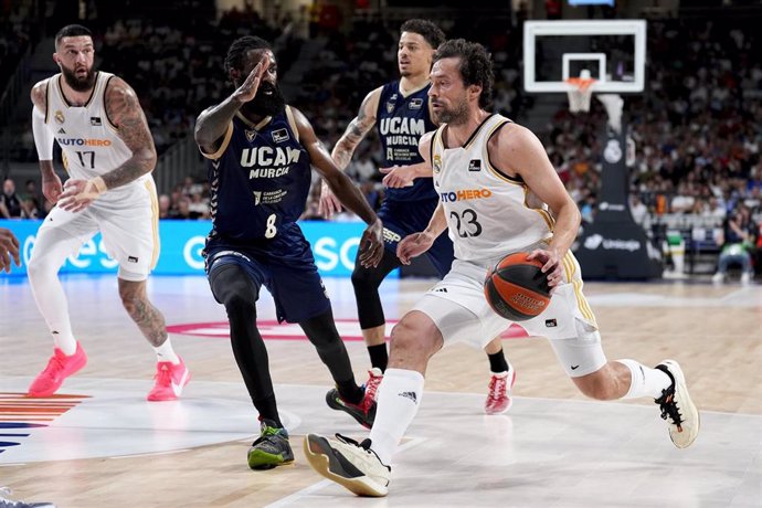 Sergio Llull en el primer partido de la eliminatoria de Liga Endesa entre Real Madrid y UCAM Murcia