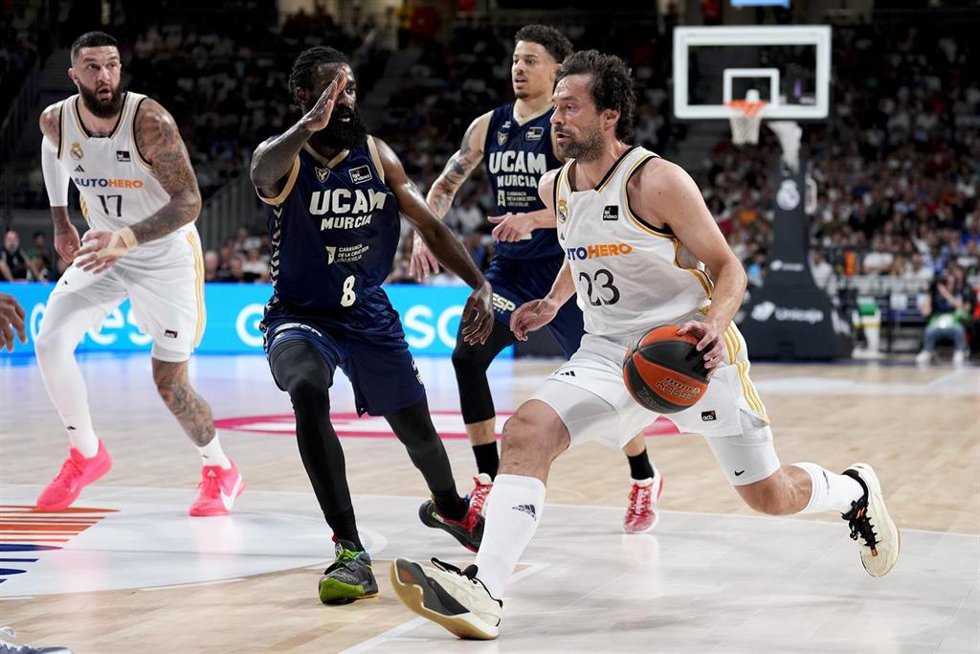 Sergio Llull en el primer partido de la eliminatoria de Liga Endesa entre Real Madrid y UCAM Murcia