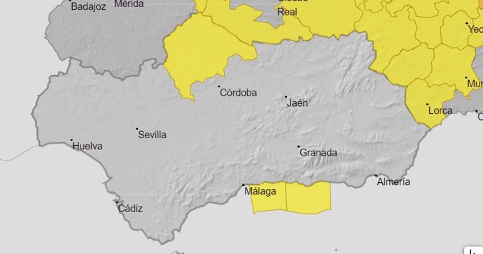 Avisos de nivel amarillo vigentes en Andalucía este lunes 10 de julio de 2024