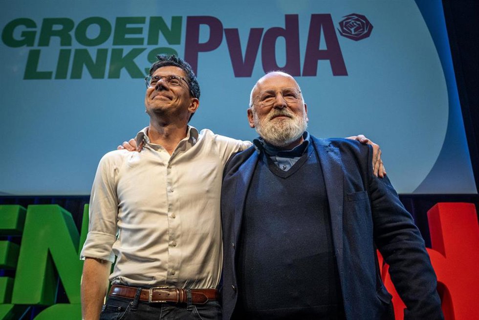 Bas Eickhout y Frans Timmermans comparecen tras las elecciones europeas