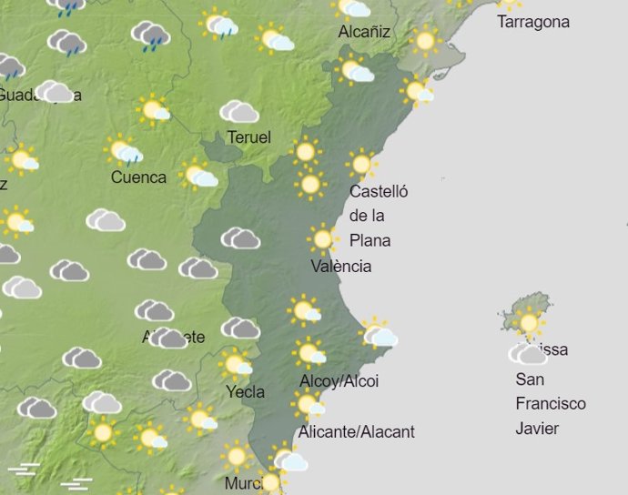 Predicció meteorolgica per a este dilluns, 10 de juny