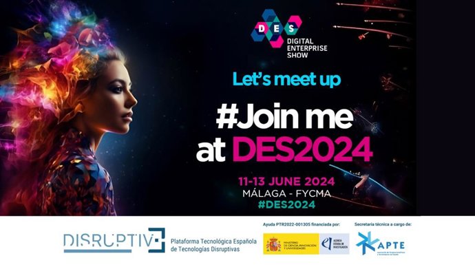 Cartel anunciador de la presencia de APTE junto a la plataforma Disruptive en DES2024.