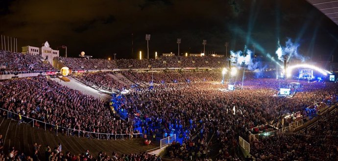 L'Estadi Olímpic Lluís Companys de Barcelona durant un concert