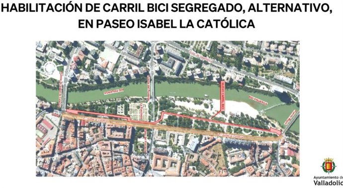 Captura en la que se ve el nuevo trazado del carril bici por el parque de Las Moreras.