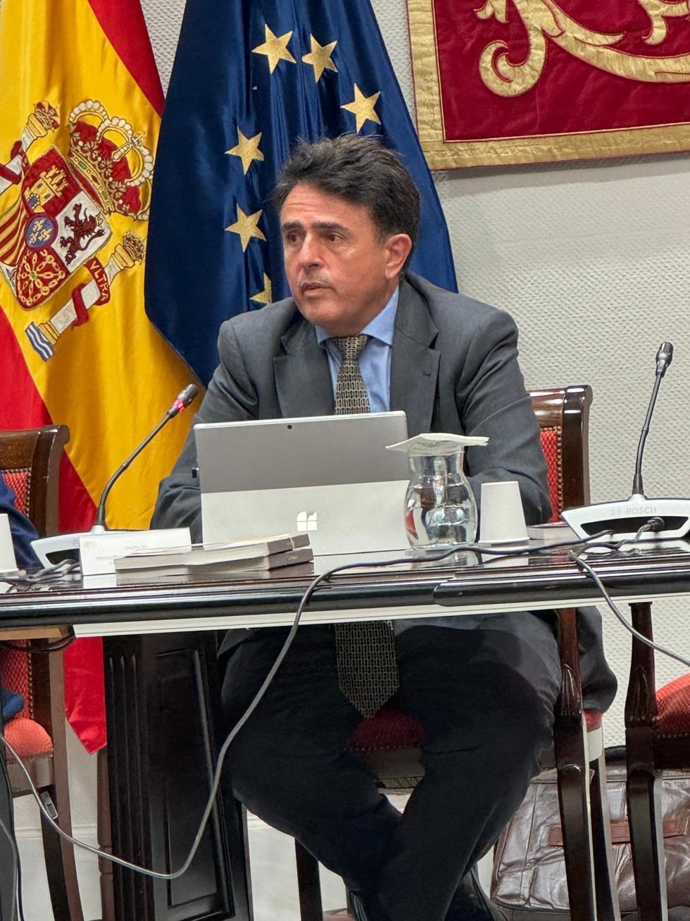El presidente del TSJC, Juan Luis Lorenzo, en la presentación de la memoria anual en el Parlamento de Canarias