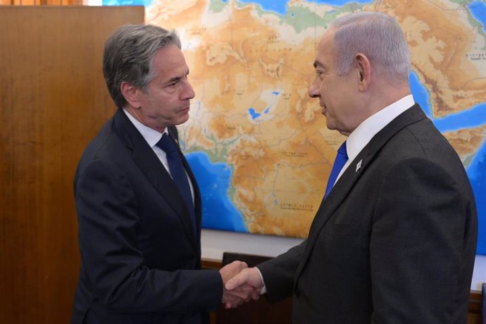 El secretario de Estado de EEUU, Antony Blinken, y el primer ministro de Israel, Benjamin Netanyahu