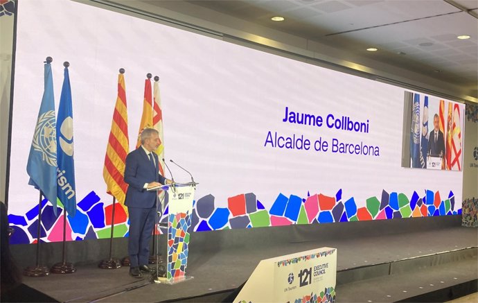 El alcalde de Barcelona, Jaume Collboni, en la apertura del 121 Consejo Ejecutivo de ONU Turismo.