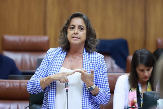 La consejera de Salud y Consumo, Catalina García, en un pleno en el Parlamento de Andalucía.