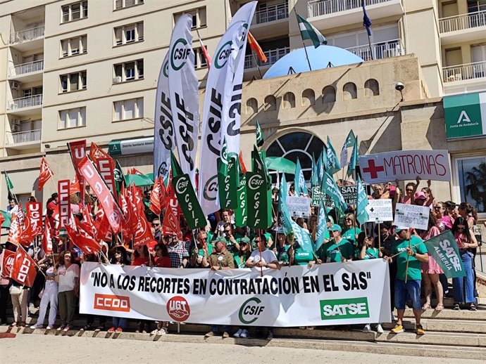 Concentración de los cuatro sindicatos en Almería en una imagen de archivo.