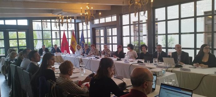 Un momento de la reunión entre representantes del Gobierno de Navarra y de la Comisión Europea