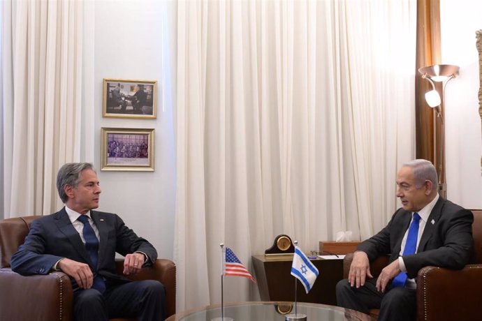 El primer ministro de Israel, Benjamin Netanyahu, recibe al secretario de Estado de Estados Unidos, Antony Blinken