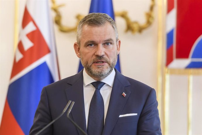 16 May 2024, Slovakia, Bratislava: The newly elected president of the Slovak Republic Peter Pellegrini speaks during a press conference on the Shot attack of Slovak Prime Minister Robert Fico in Bratislava. Fico was shot after a government meeting in Hand