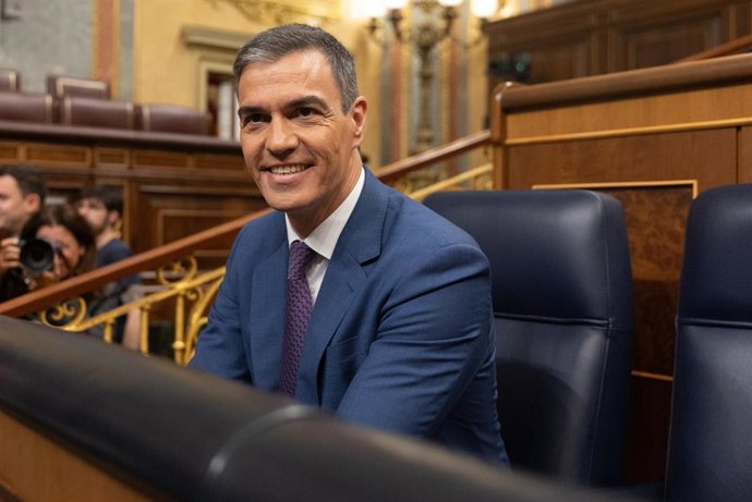 El presidente del Gobierno, Pedro Sánchez, durante una sesión de control, en el Congreso de los Diputados, a 12 de junio de 2024, en Madrid (España).