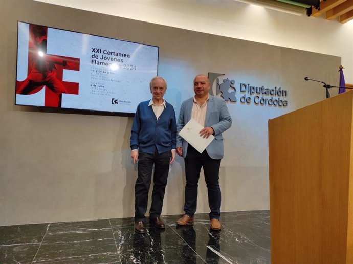 Paco Peña y Gabriel Duque en la presentación del certamen Jóvenes Flamencos 2024.