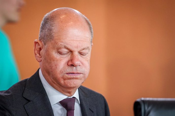 12 June 2024, Berlin: Germany's Chancellor Olaf Scholz takes part in the Cabinet meeting. Photo: Kay Nietfeld/dpa